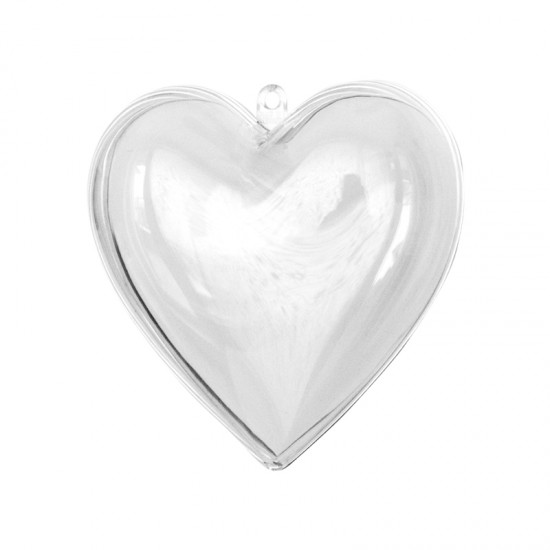 Ακρυλική διάφανη  μπάλα καρδιά 10cm (ανοίγει στα δύο) 