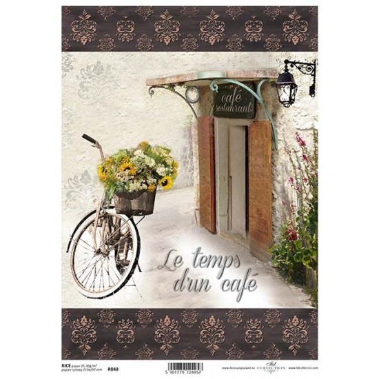 Ριζόχαρτο Decoupage A4 - Bicycle and flowers