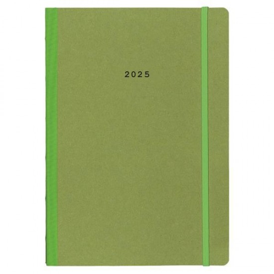 Next ημερολόγιο 2025 Natural ημερήσιο flexi πράσινο με λάστιχο 14x21εκ.