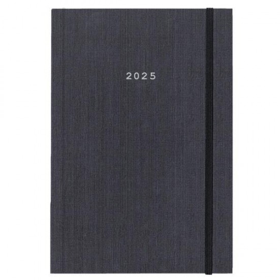 Next ημερολόγιο 2025 fabric ημερήσιο δετό γκρι με λάστιχο 14x21εκ.