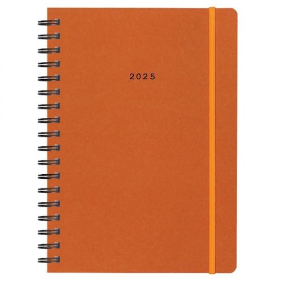 Next ημερολόγιο 2025 Natural ημερήσιο σπιράλ πορτοκαλί με λάστιχο 17x25εκ.