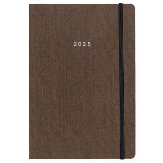 Next ημερολόγιο 2025 fabric ημερήσιο flexi καφέ με λάστιχο 14x21εκ.