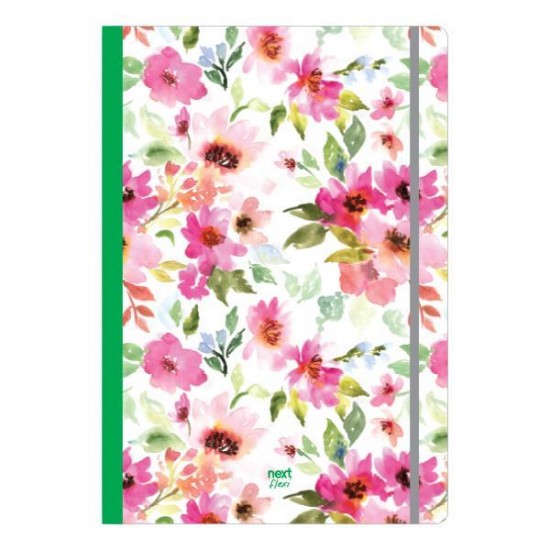 Next trends Flowers τετράδιο flexi λάστιχο 21x29εκ. 2θεμ. 80φ.