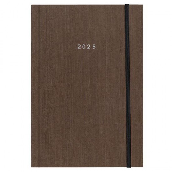 Next ημερολόγιο 2025 fabric ημερήσιο δετό καφέ με λάστιχο 12x17εκ.