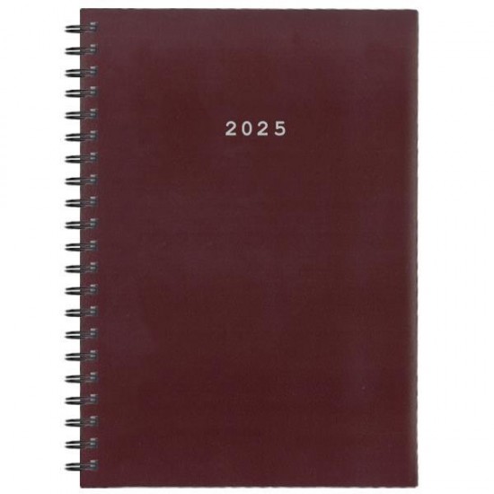 Next ημερολόγιο 2025 basic ημερήσιο σπιράλ μπορντώ 14x21εκ.