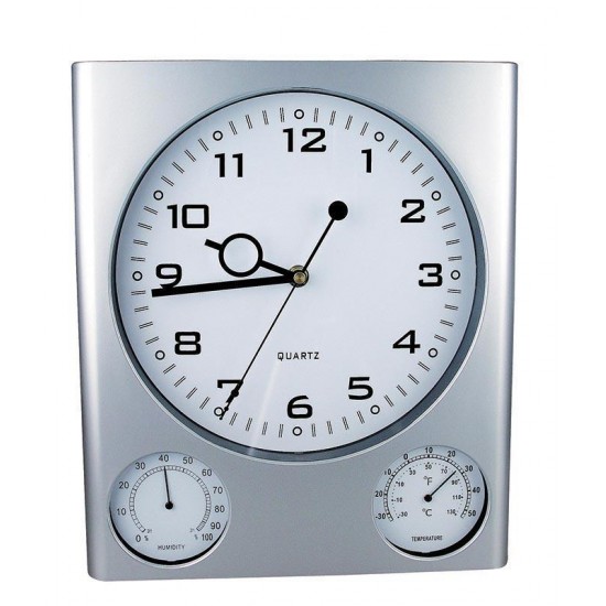 Ρολόι τοίχου θερμόμετρο-υγρόμετρο λευκό καντράν 27.5x32x2,5εκ.