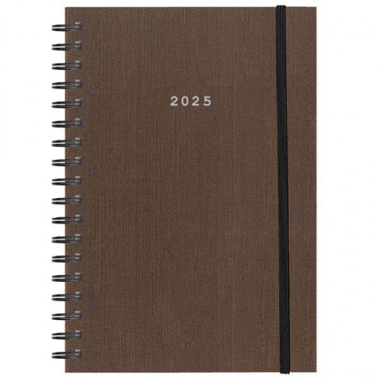 Next ημερολόγιο 2025 fabric plus ημερήσιο σπιράλ καφέ 12x17εκ.