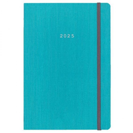 Next ημερολόγιο 2025 fabric ημερήσιο flexi γαλάζιο με λάστιχο 12x17εκ.
