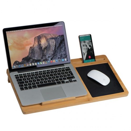 Δίσκος για laptop με mousepad και θήκη κινητού τηλεφώνου, από μπαμπού 52x29x7,5εκ