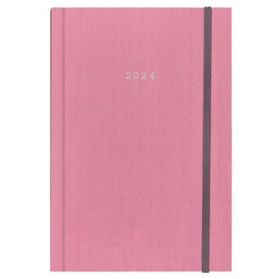 Next ημερολόγιο 2024 fabric ημερήσιο δετό ροζ με λάστιχο 17x25εκ.