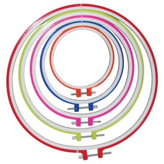Σετ 5 πλαστικά τελάρα για κέντημα, Ø 12, 16, 20, 24, 28,5εκ.