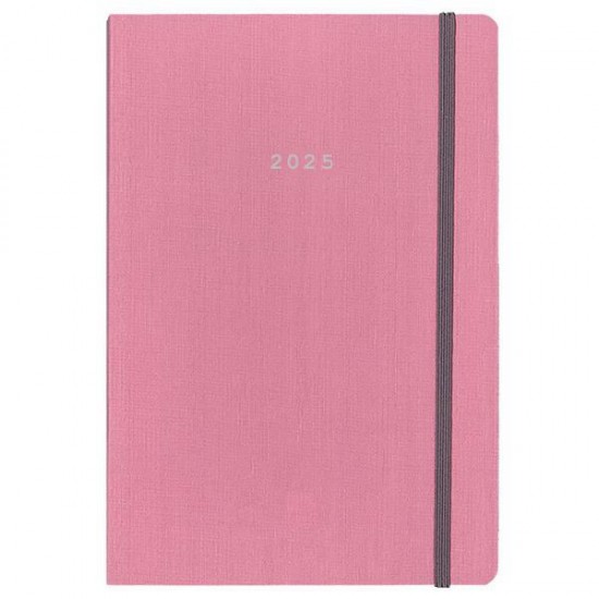 Next ημερολόγιο 2025 fabric ημερήσιο flexi ροζ με λάστιχο 12x17εκ.