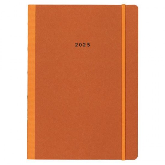 Next ημερολόγιο 2025 Natural ημερήσιο flexi πορτοκαλί με λάστιχο 17x25εκ.