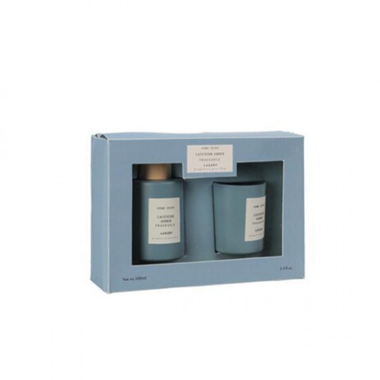 Αρωματικό σετ δώρου με διαχυτή και κερί "Home Scent" Blue/lavender amber