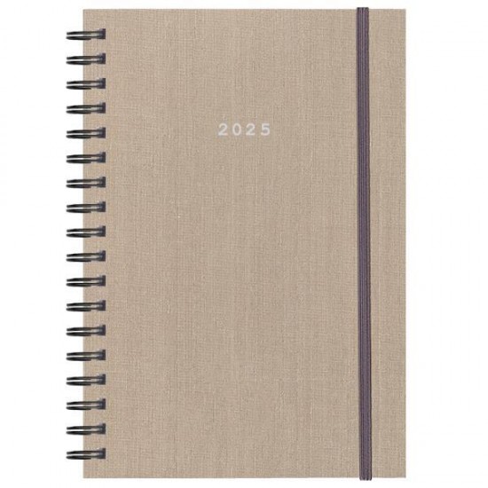 Next ημερολόγιο 2025 fabric plus ημερήσιο σπιράλ μπεζ 17x25εκ.