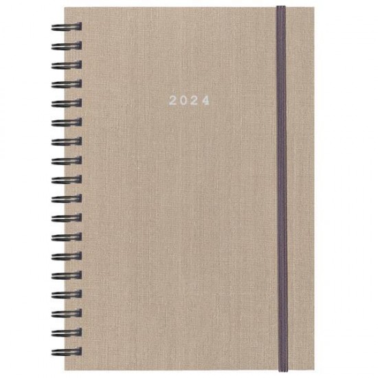 Next ημερολόγιο 2024 fabric plus ημερήσιο σπιράλ μπεζ 12x17εκ.