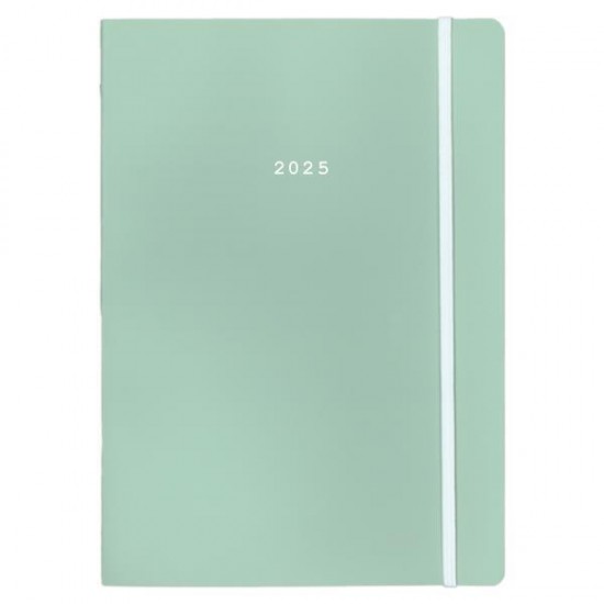 Next ημερολόγιο 2025 Pastel ημερήσιο flexi ανοιχτό πράσινο με λάστιχο 14x21εκ.
