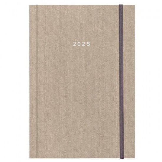 Next ημερολόγιο 2025 fabric ημερήσιο δετό μπεζ με λάστιχο 17x25εκ.