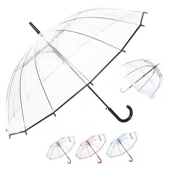 Ομπρέλα αυτόματη διάφανη κοκτέηλ 6 χρώματα Ø88εκ.