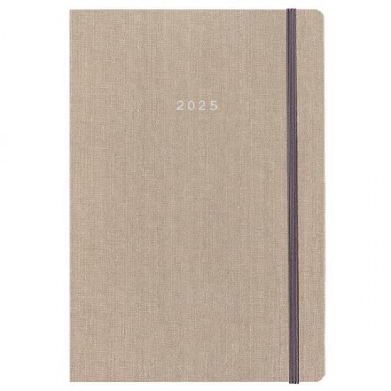 Next ημερολόγιο 2025 fabric ημερήσιο flexi μπεζ με λάστιχο 12x17εκ.