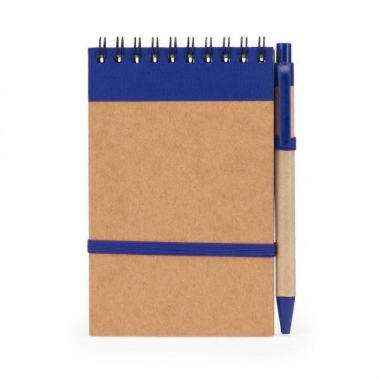 Σημειωματάριο σπιράλ Υ14,4x9,7εκ. κραφτ με μπλε και ασορτί στυλό 70 φυλλα