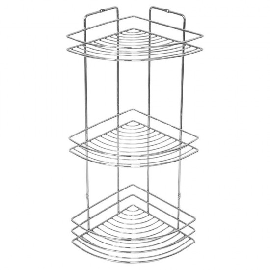 Ραφιέρα μπάνιου γωνιακή με 3 ράφια Υ48xØ19εκ, επιχρωμιωμένο ατσάλι
