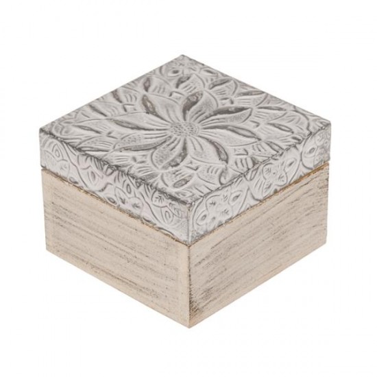 Κουτιά ξύλινα διακοσμητικά σετ 2 τεμαχίων Υ6x10x10εκ. - Υ4x7,5x7,5εκ.