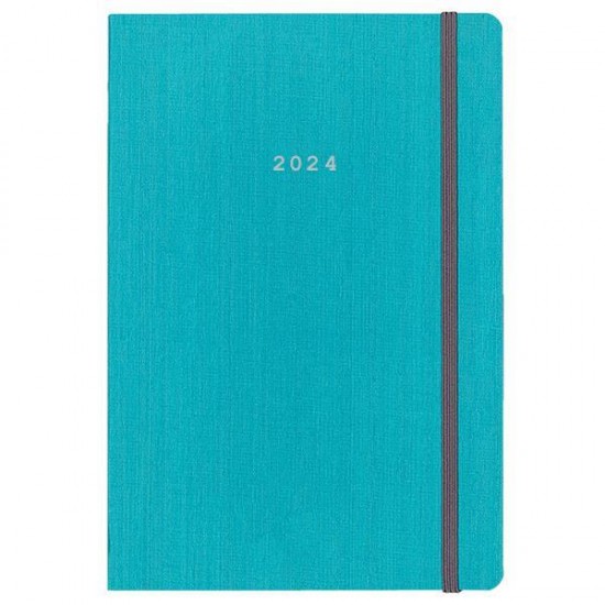 Next ημερολόγιο 2024 fabric ημερήσιο flexi γαλάζιο με λάστιχο 17x25εκ.
