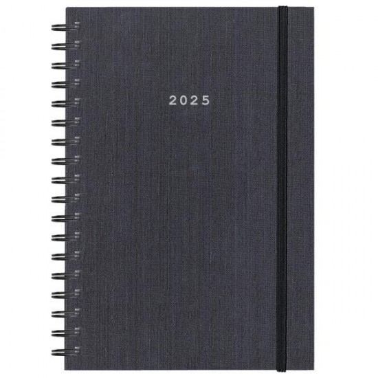 Next ημερολόγιο 2025 fabric plus ημερήσιο σπιράλ γκρι 14x21εκ.
