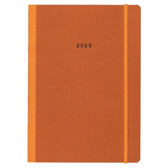 Next ημερολόγιο 2025 Natural εβδομαδιαίο flexi πορτοκαλί με λάστιχο 17x25εκ.