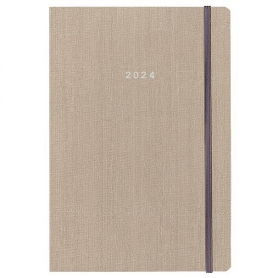 Next ημερολόγιο 2024 fabric ημερήσιο flexi μπεζ με λάστιχο 12x17εκ.