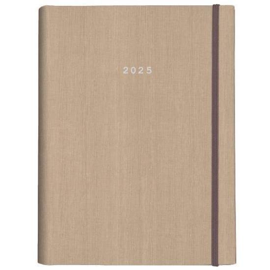 Next ημερολόγιο 2025 fabric ημερήσιο κρυφό σπιράλ μπεζ 17x25εκ.
