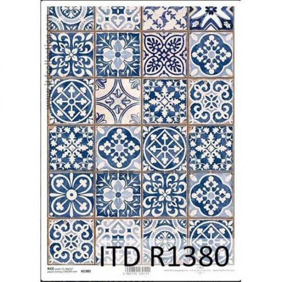 Ριζόχαρτο "Vintage-blue tiles" 21x29εκ.   (ITD-R1380)