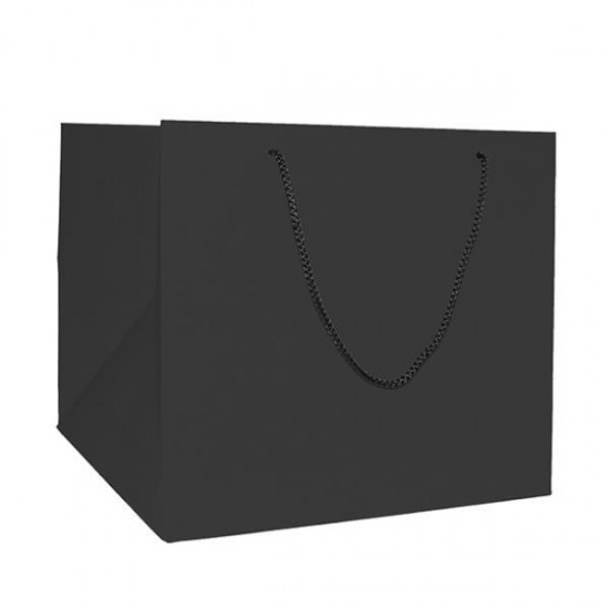 Next χάρτινη τσάντα μαύρη με κορδόνι Υ29x33x33εκ. πιέτα
