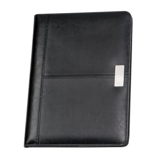 Portfolio A4 με μπλοκ και θήκες για στυλό, κινητό και κάρτες συνθετικού δέρματος μαύρο 24,5x33x1,8εκ