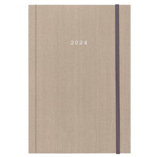 Next ημερολόγιο 2024 fabric ημερήσιο δετό μπεζ με λάστιχο 12x17εκ.