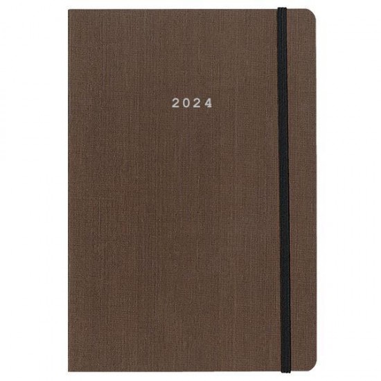 Next ημερολόγιο 2024 fabric ημερήσιο flexi καφέ με λάστιχο 14x21εκ.