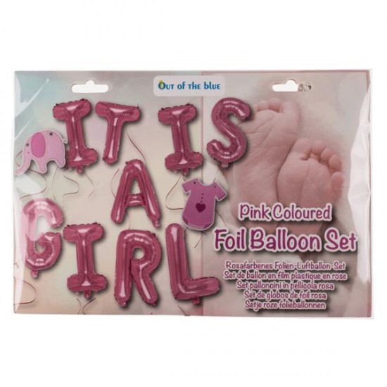 Διακοσμητικό σετ γέννησης ροζ «It' s a girl»