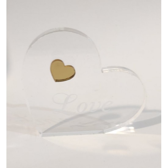 Καρδιά Plexiglass διάφανο 12cm x 1cm με χάραξη love 