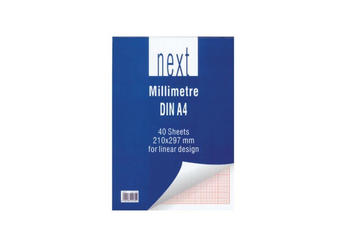 Next μπλοκ μιλιμετρέ DIN Α4 21x29,7εκ. Next μπλοκ μιλιμετρέ DIN Α4 21x29,7εκ.