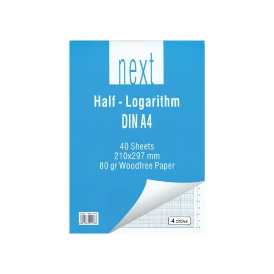 Next μπλοκ ημιλογαριθμικό 4κύκλων Α4 21x29,7εκ. 40φ.