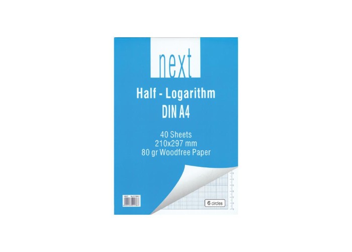 Next μπλοκ ημιλογαριθμικό 6κύκλων Α4 21x29,7εκ. 40φ.