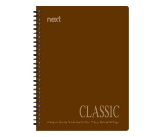 Next classic τετράδιο σπιράλ καφέ 21x29εκ. 4θεμ. 240σελ. Next classic τετράδιο σπιράλ καφέ 21x29εκ. 4θεμ. 240σελ.