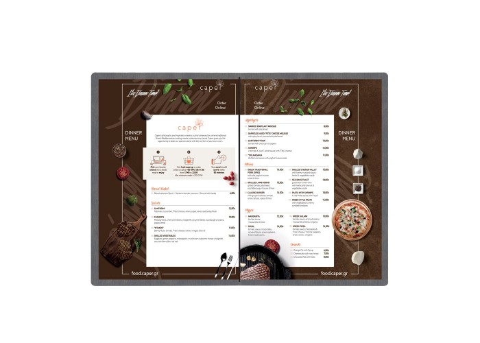 Next μενού εστιατορίου εύκαμπτο ECOLEATHER με κρυφό λάστιχο 22,5x32x0,15εκ. πάχος. 2 όψεων γκρι Δυνατότητα εκτύπωσης