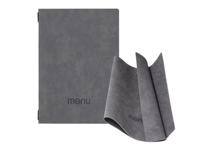 Next μενού εστιατορίου εύκαμπτο ECOLEATHER με κρυφό λάστιχο 22,5x32x0,15εκ. πάχος. 2 όψεων γκρι Δυνατότητα εκτύπωσης