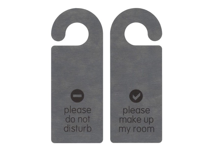 Next επιγραφή Do not disturb ECOLEATHER 2 όψεων 22,5x8,6εκ. γκρι. Δυνατότητα εκτύπωσης