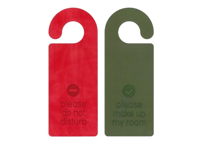 Next επιγραφή Do not disturb ECOLEATHER 2 όψεων 22,5x8,6εκ. κόκκινη-πράσινη. Δυνατότητα εκτύπωσης