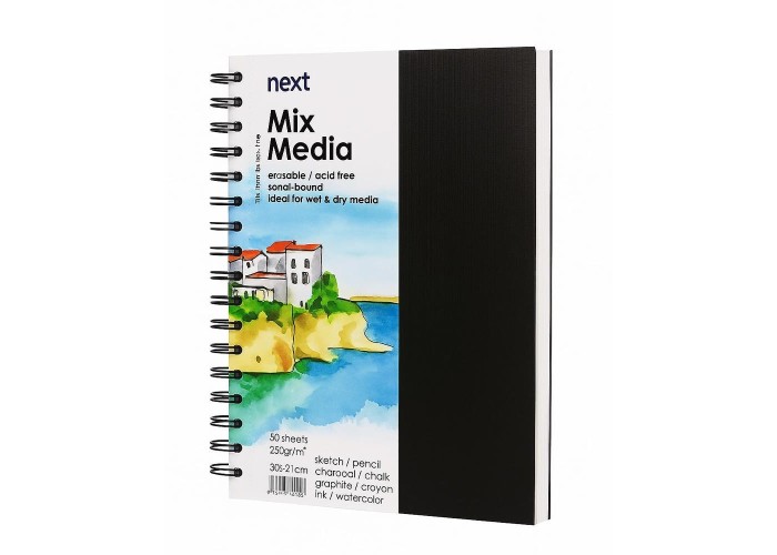 Next Sketch book Mix Media 50 φύλλα 250γρ. 30x21εκ. σκληρό καπάκι σπιράλ