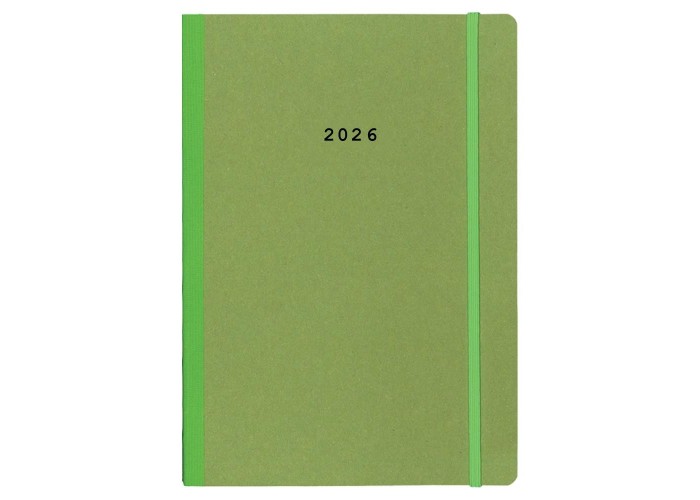 Next ημερολόγιο 2026 Natural ημερήσιο flexi πράσινο με λάστιχο 14x21εκ.  Δυνατότητα εκτύπωσης