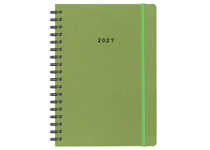 Next ημερολόγιο 2027 Natural ημερήσιο σπιράλ πράσινο με λάστιχο 12x17εκ.  Δυνατότητα εκτύπωσης